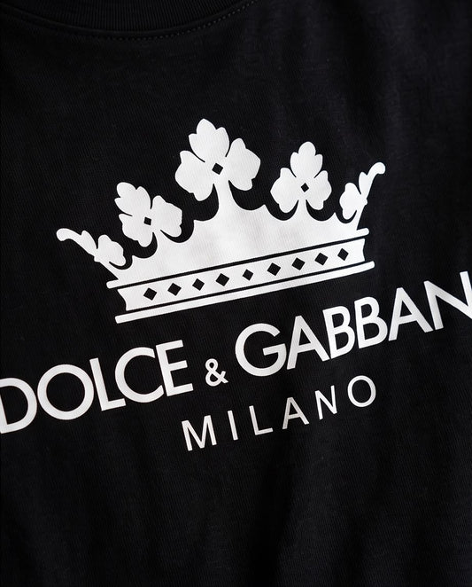 Camiseta Dolce & Gabbana Milano negra con corona blanca, vista frontal
