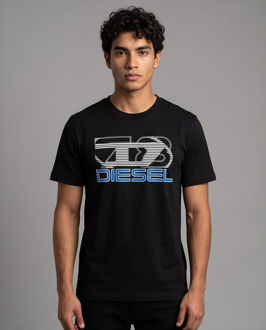 Detalle del estampado 78 blanco y letras Diesel azules