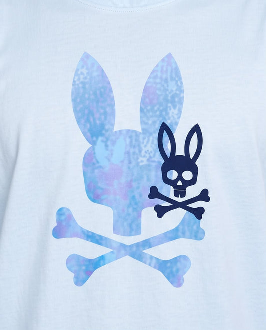 Camiseta Psycho Bunny Doble Conejo Pastel azul claro, vista en ángulo