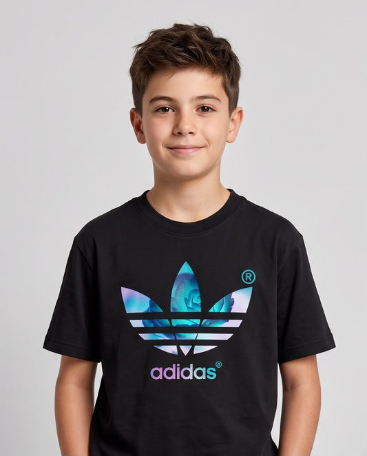Camiseta Niño Adidas Trébol Rosa Azul Negra Semi Oversize