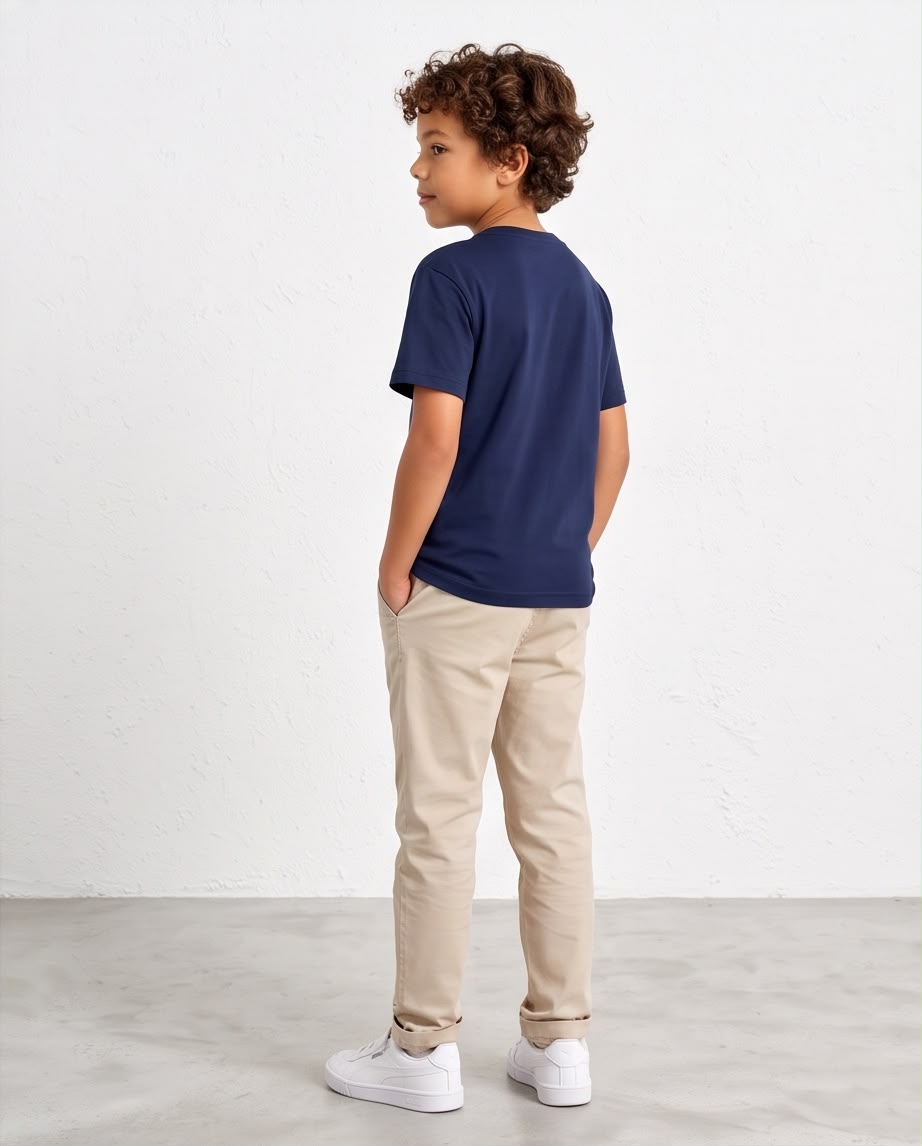 Camiseta Niño Puma Logo Multicolor Azul Navy Semi Oversize