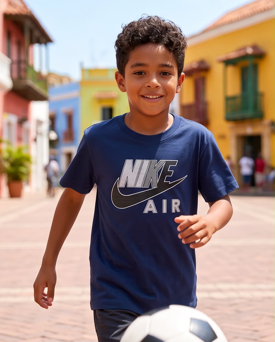 Camiseta Niño Nike Air Líneas Azul Navy Semi Oversize