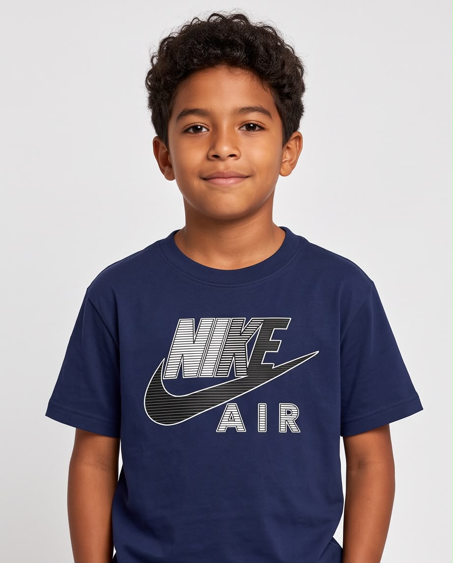 Camiseta Niño Nike Air Líneas Azul Navy Semi Oversize
