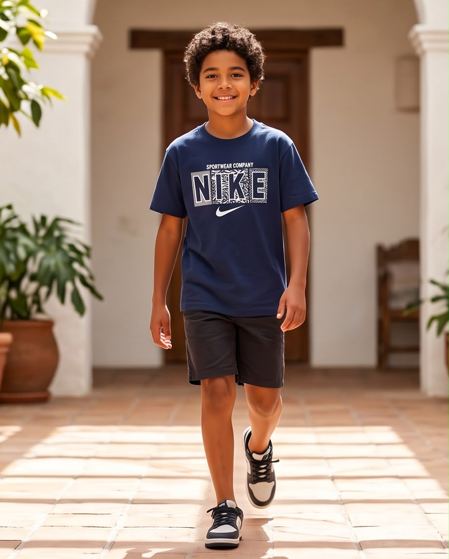 Camiseta Niño Nike Graphic Azul Navy Semi Oversize