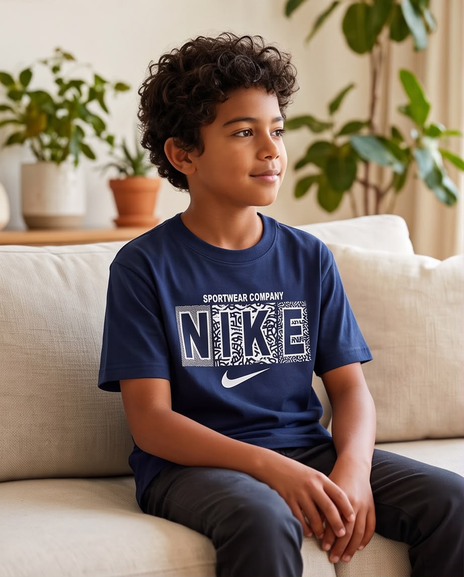 Camiseta Niño Nike Graphic Azul Navy Semi Oversize