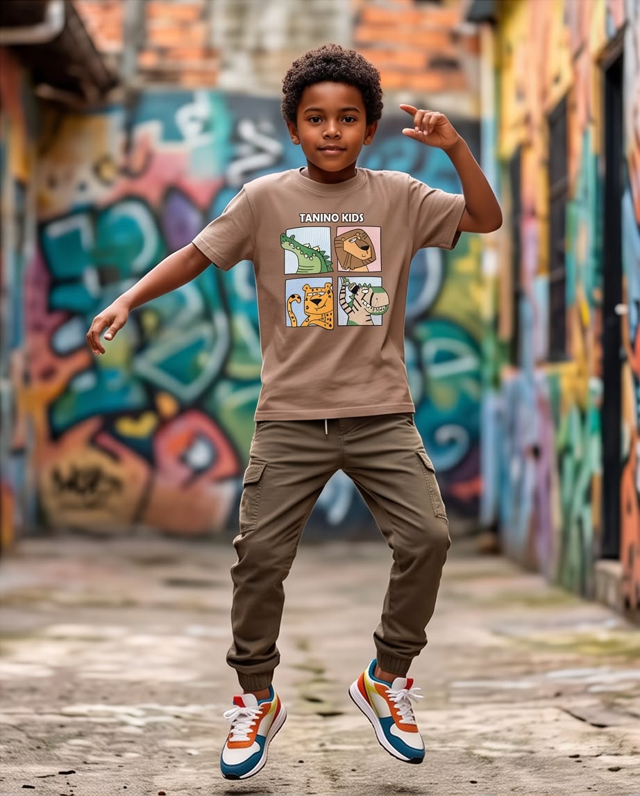 Camiseta Niño Tanino Kids Animales Camel Semi Oversize