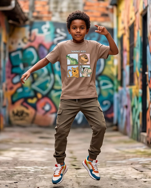 Camiseta Niño Tanino Kids Animales Camel Semi Oversize