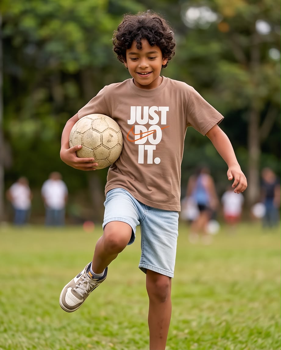 Camiseta Niño Nike Just Do It Camel Semi Oversize
