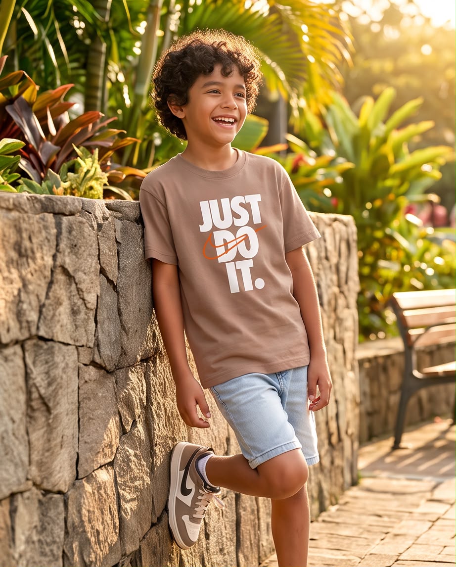 Camiseta Niño Nike Just Do It Camel Semi Oversize