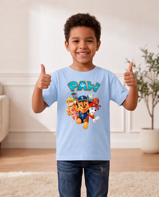 Camiseta Niño Paw Patrol Equipo PAW Azul Cielo Semi Oversize
