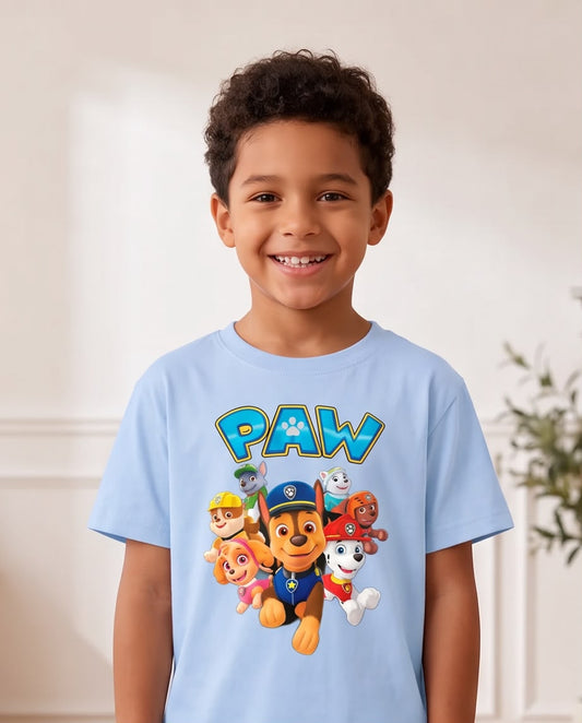 Camiseta Niño Paw Patrol Equipo PAW Azul Cielo Semi Oversize