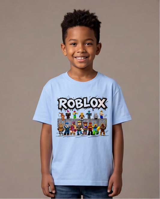 Camiseta Niño Roblox Personajes Azul Cielo Semi Oversize