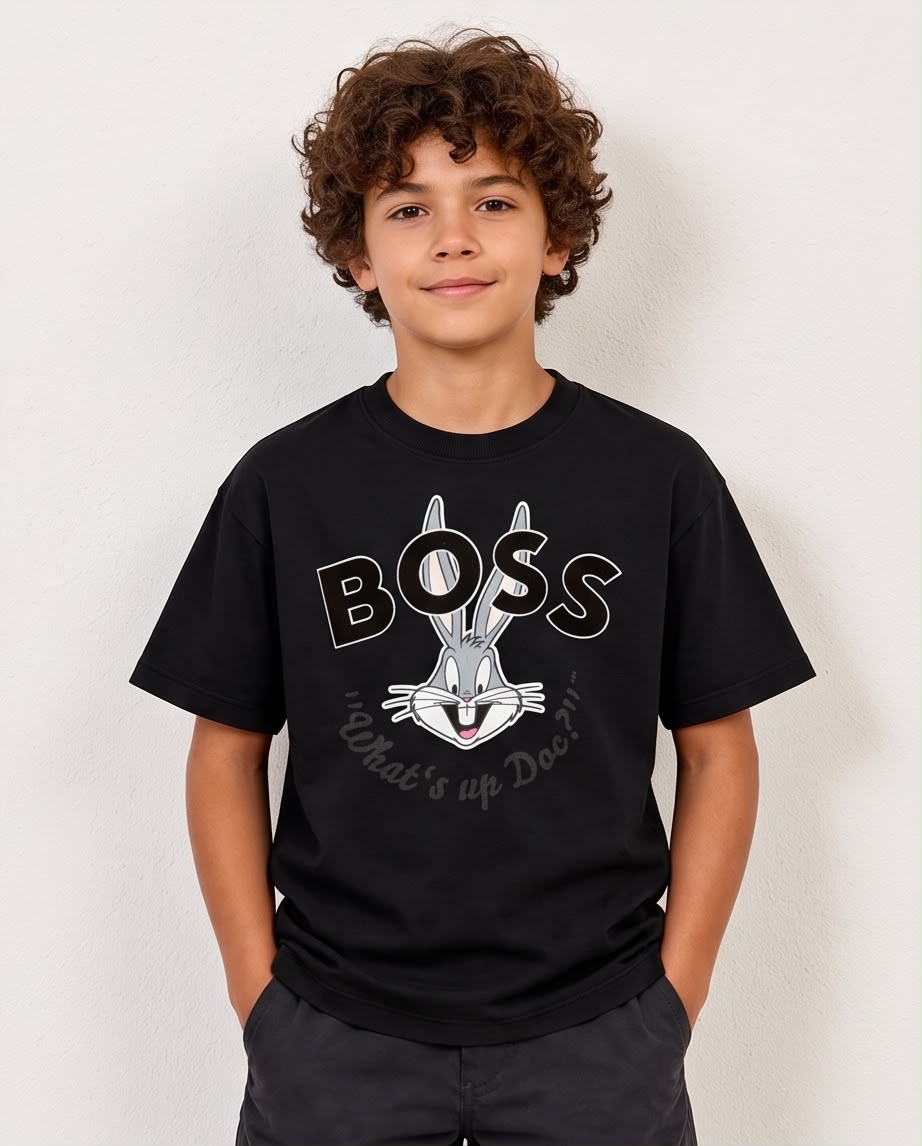 Camiseta Niño Bugs Bunny BOSS Negra Semi Oversize