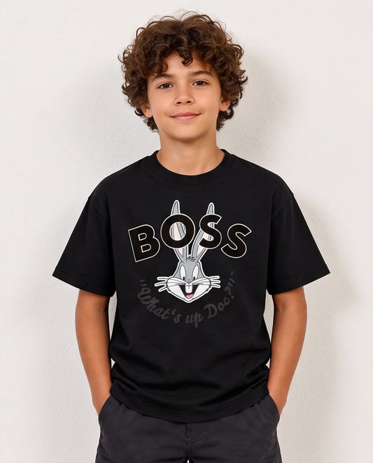 Camiseta Niño Bugs Bunny BOSS Negra Semi Oversize