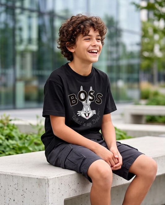 Camiseta Niño Bugs Bunny BOSS Negra Semi Oversize