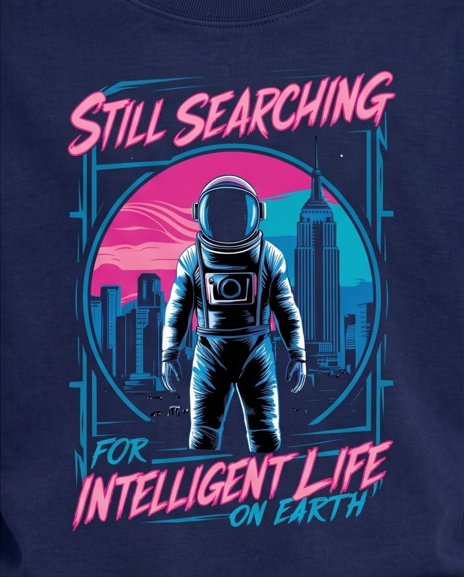 Camiseta Niño Still Searching Astronauta Azul Navy Semi Oversize