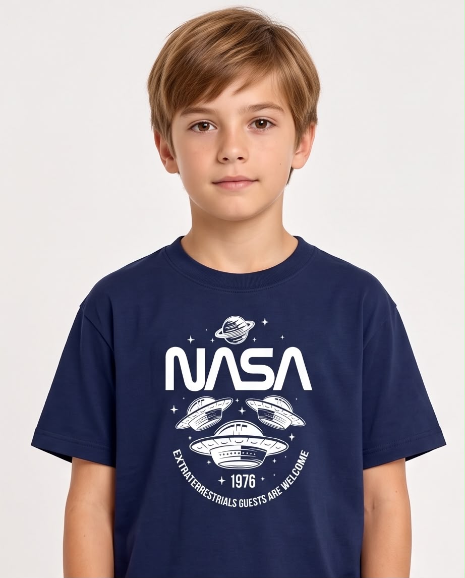 Camiseta Niño NASA Ovnis 1976 Azul Navy Semi Oversize