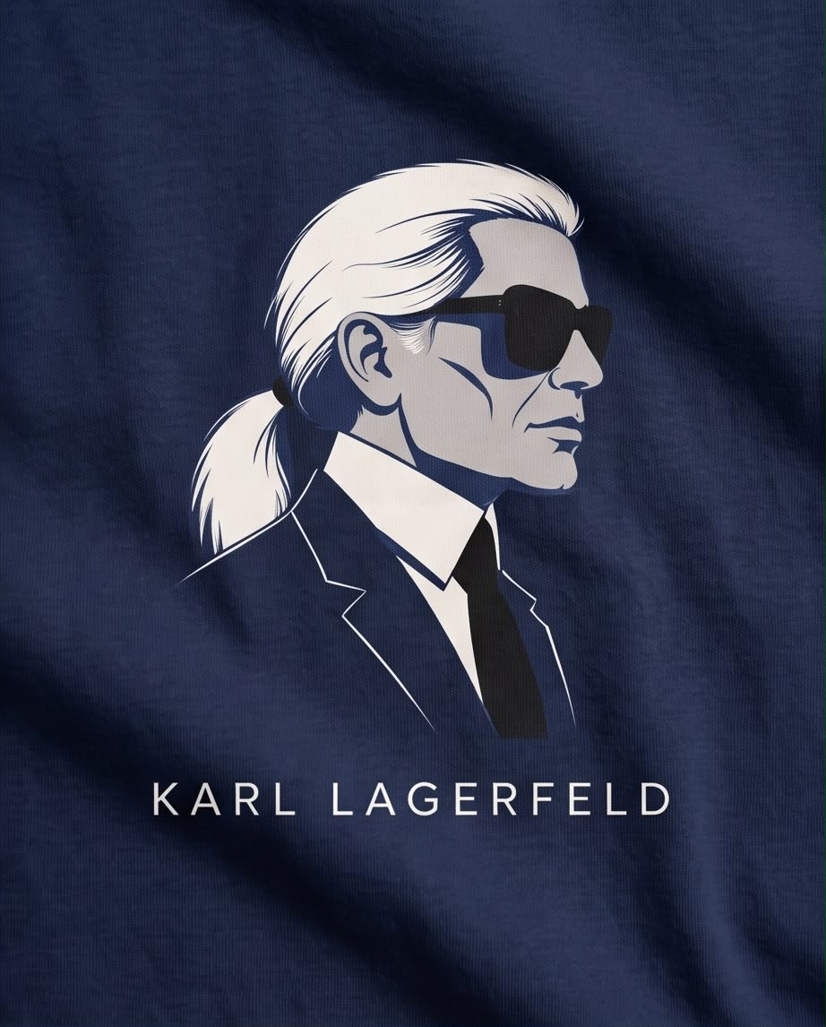 Camiseta Karl Lagerfeld Azul Navy, modelo con taza