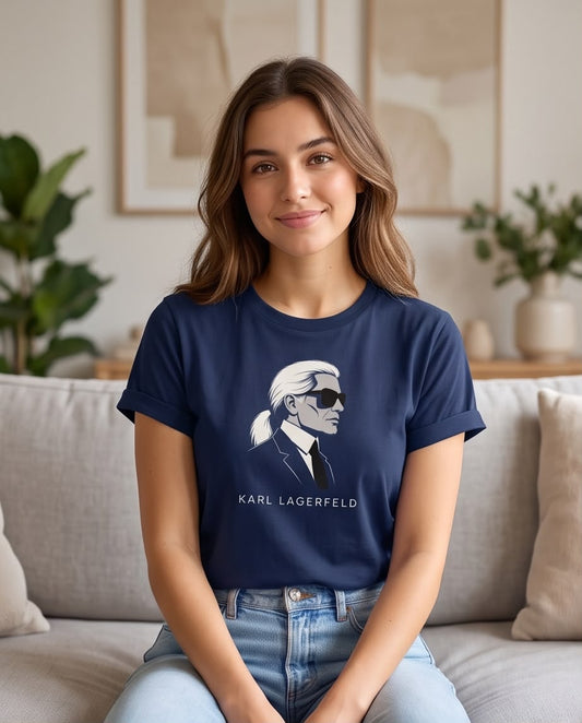 Camiseta Karl Lagerfeld Retrato con Gafas Azul Navy, vista frontal