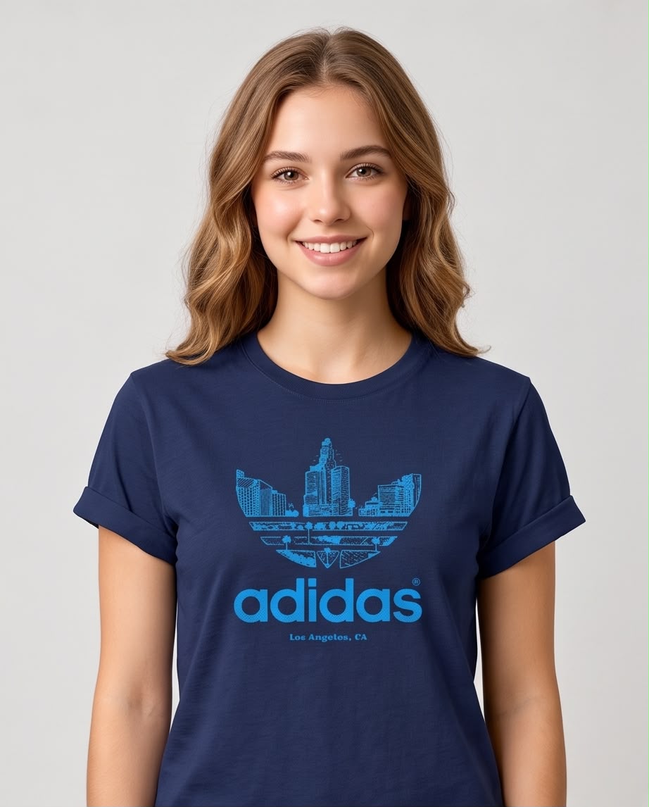 Camiseta mujer Adidas Skyline Los Ángeles Azul Navy, vista frontal