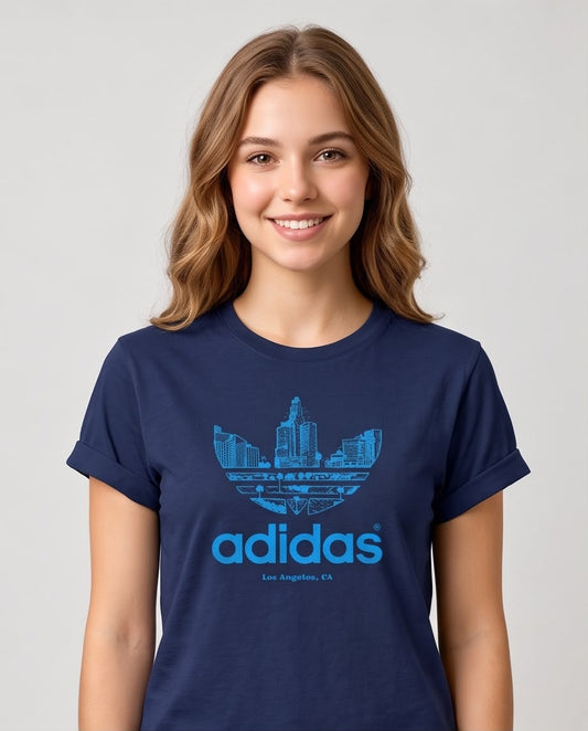 Camiseta mujer Adidas Skyline Los Ángeles Azul Navy, vista frontal