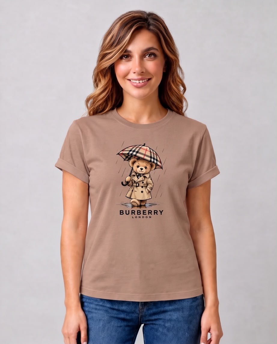 Camiseta mujer Burberry Oso con Paraguas Camel, vista frontal