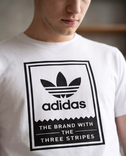 Camiseta Blanca con Estampado adidas Negro Regular Fit