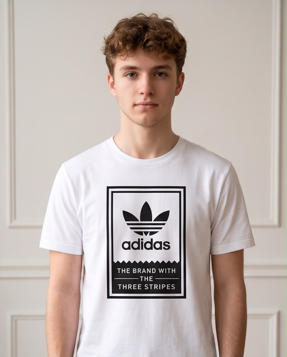 Camiseta Blanca con Estampado adidas Negro Regular Fit