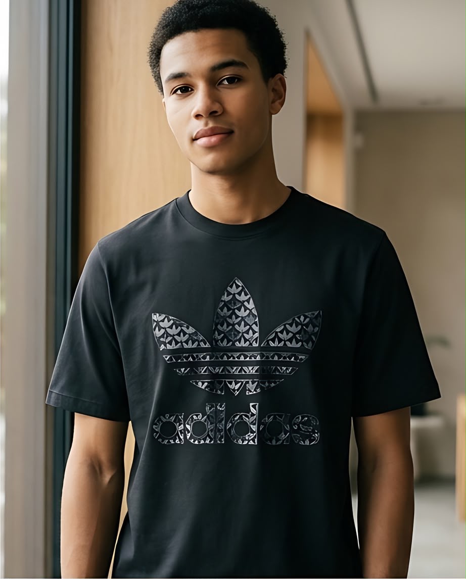Camiseta Negra adidas Monograma Gris Regular Fit