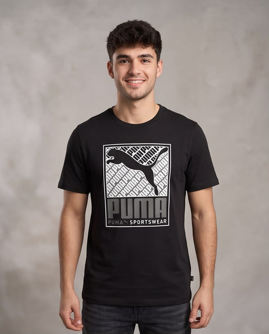 Camiseta Negra PUMA Sportswear Gris y Blanco Regular Fit