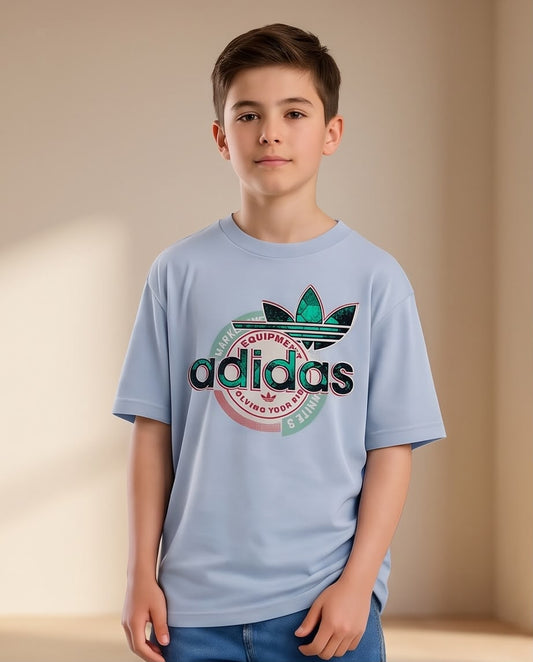 Camiseta Niño adidas Trébol Verde Sello Circular Rosa Azul Cielo Semi Oversize