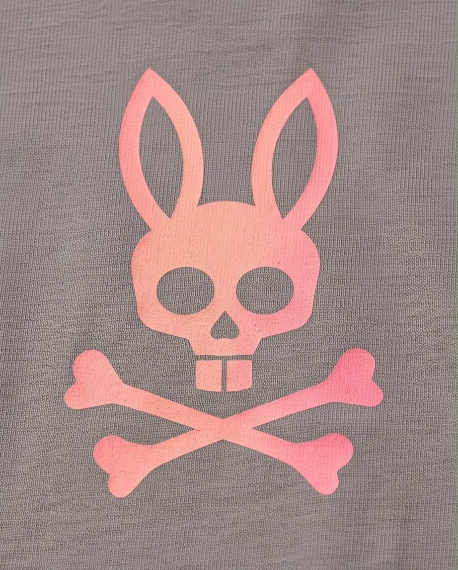 Camiseta Niño Psycho Bunny Calavera Rosa Coral Verde Cromo Semi Oversize