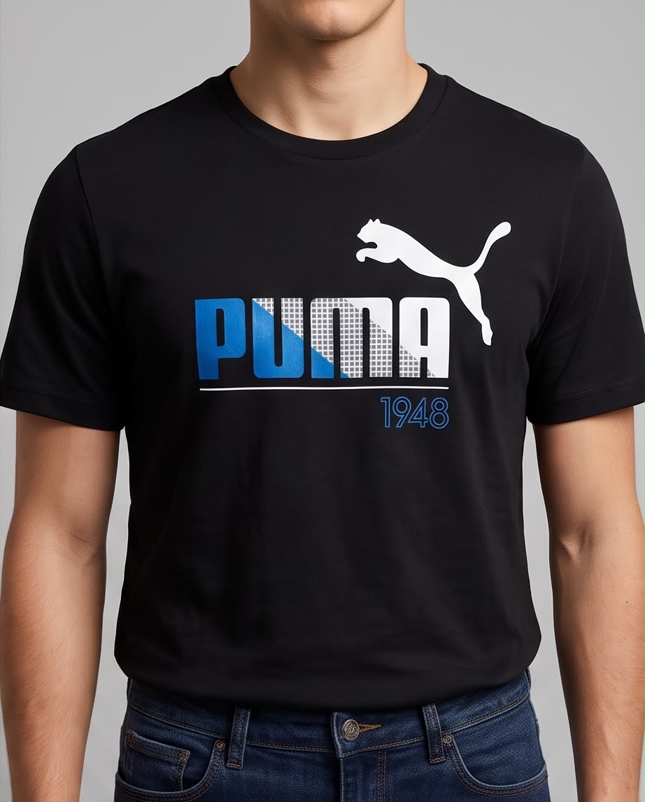 Camiseta Negra PUMA 1948 Azul y Blanco Regular Fit